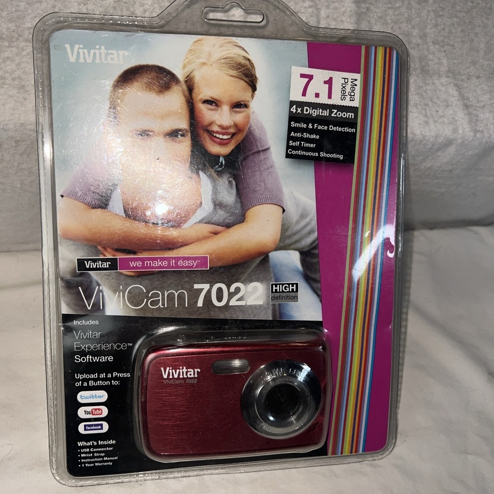 Vivitar ViviCam 7122 7.1MP Digital Camera - Red Sealed W/ Software, Cable & More